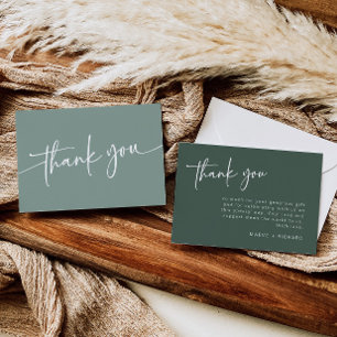 Sage Green Thank You Card Modern Minimalist Boy
