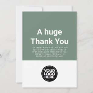 Sage Green Thank You Employee Appreciation Card