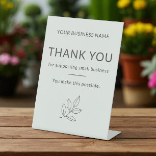 Sage Green Thank You Minimalist Small Business  Pedestal Sign