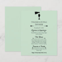 Sage Green Thanksgiving Dinner Menu Card