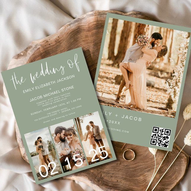 Sage Green The Wedding of Minimalist QR code Invitation (Creator Uploaded)