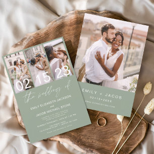 Sage Green The Wedding of Photo Minimalist Wedding Invitation
