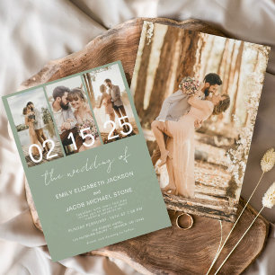 Sage Green The Wedding of Photo Simple Minimalist Invitation