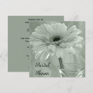 Sage Green Tinted Gerber Daisy Bridal Shower Invitation