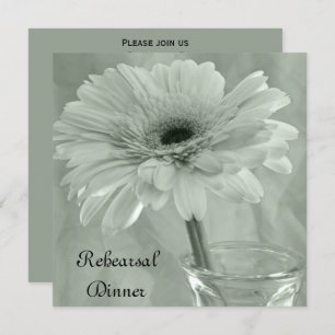 Sage Green Tinted Gerber Daisy Rehearsal Dinner Invitation