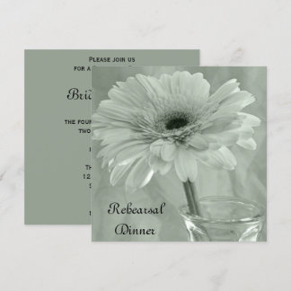 Sage Green Tinted Gerber Daisy Rehearsal Dinner Invitation