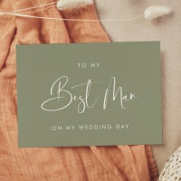 Sage green To my Best Man on my wedding day card