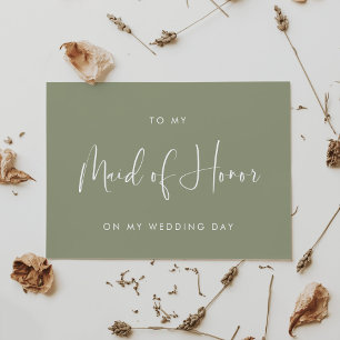 Sage green To my Maid of Honour wedding day card