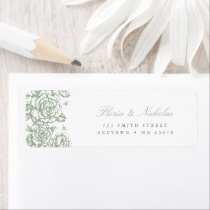 Sage Green Toile Address Label French Chinoiserie