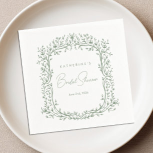 Sage Green Toile Cocktail Napkin
