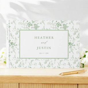 Sage Green Toile Floral Classic Wedding Guest Book
