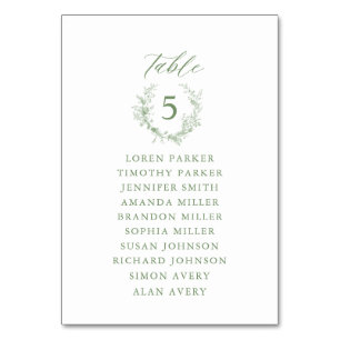 Sage Green Toile Floral Wedding Seating Chart Table Number