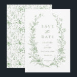 Sage Green Toile Vintage Floral Wedding Save The Date<br><div class="desc">Sage Green Toile Vintage Floral Wedding Save The Date</div>