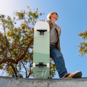 Sage Green Tones Geometric Pattern Skateboard