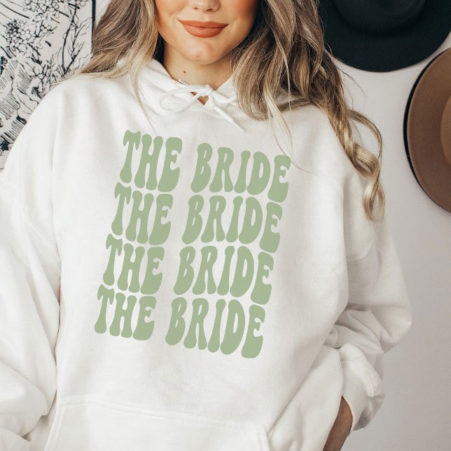 Sage Green Trendy Preppy Groovy Beach Bride Custom Hoodie (Creator Uploaded)