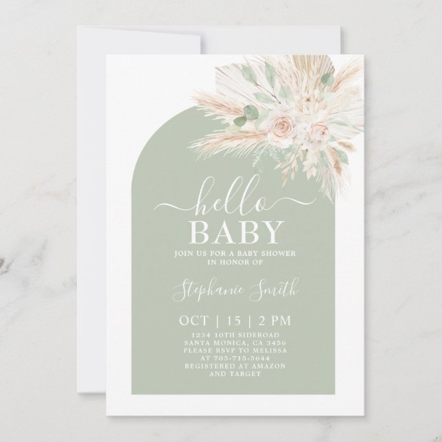 Sage Green Tropical Baby Shower Invitation (Front)
