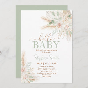 Sage green Tropical Desert Baby Shower Invitation