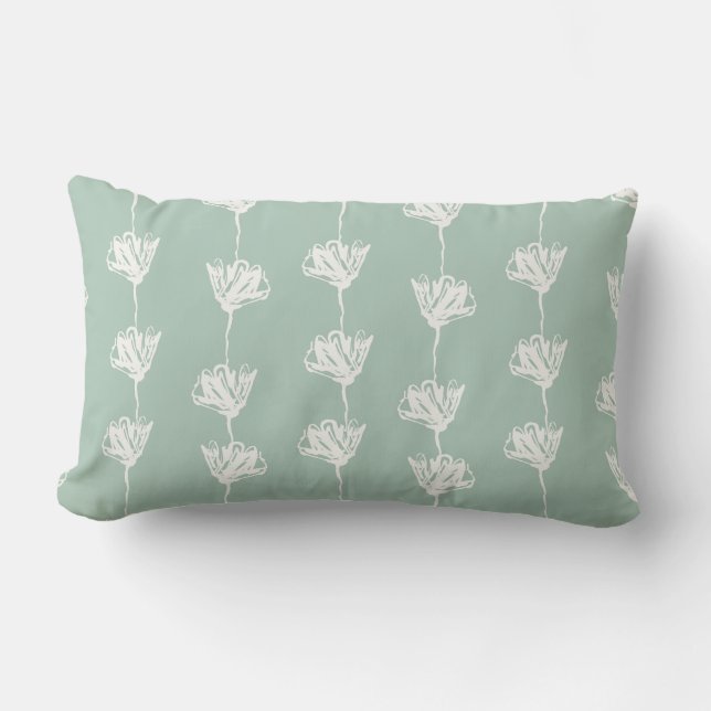 Sage Green Tulip Pattern  Lumbar Cushion (Front)