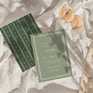 Sage Green Tuscan Elegant Wedding Invitation