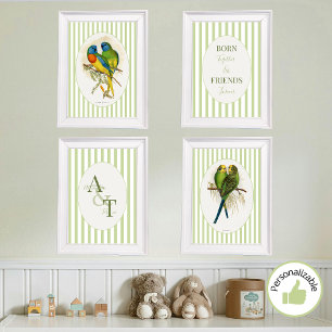 Sage Green Twins Lovebirds Baby Nursery Decor