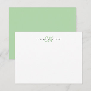 Sage Green Two Letter Initial Monogram Name Card