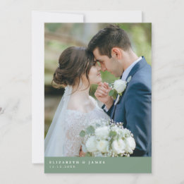Sage Green Two Photo Wedding Thank You Card