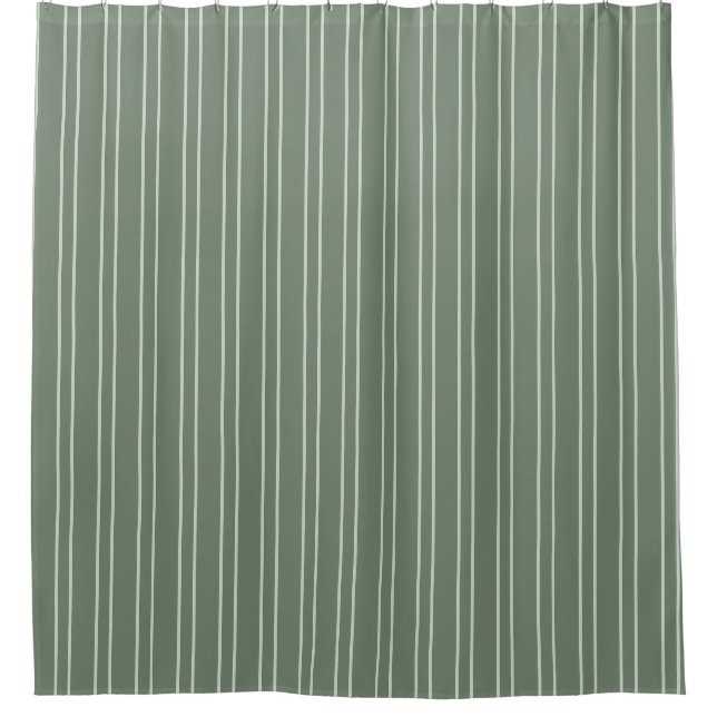 Sage Green two tone striped Shower Curtain (Front)
