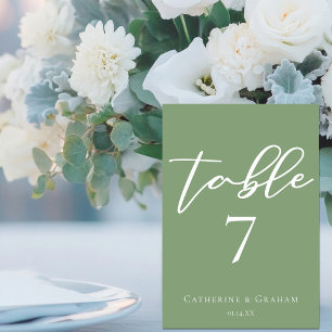Sage Green Typography Minimalist Wedding Table Number
