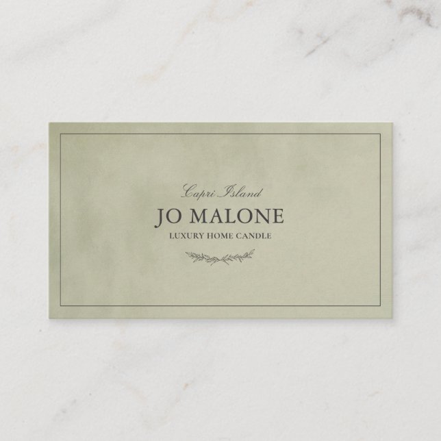 Sage Green Velvet Texture Elegant Company Business Card (Front)