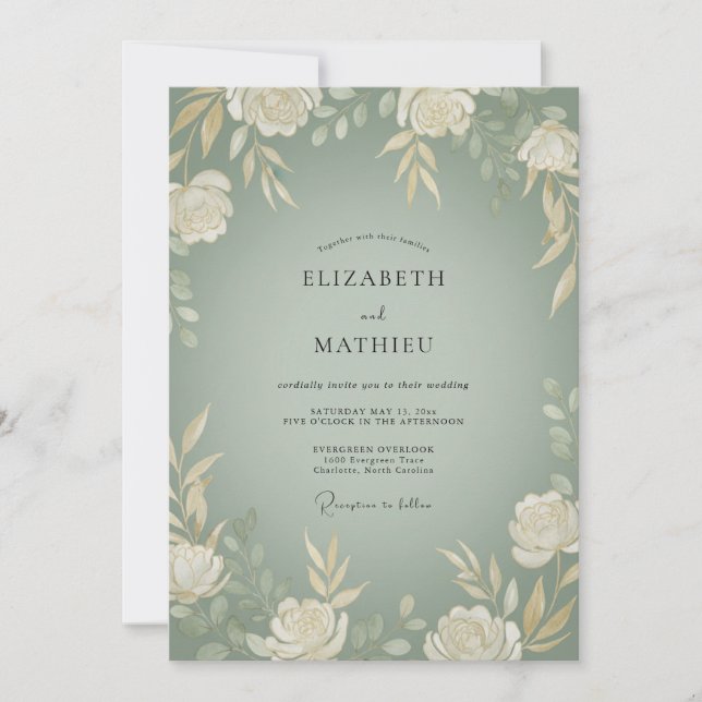 Sage Green Verdant Rustic Wedding Invitation (Front)