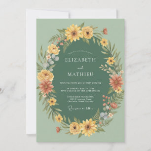 Sage Green Vibrant Autumnal Wedding Invitation