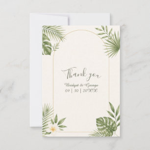 Sage Green Vintage Arch Hawaii Floral Wedding  Thank You Card