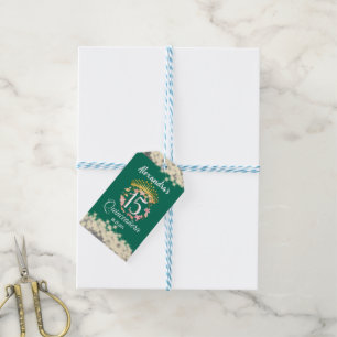 Sage Green Vintage Boho Quinceañera Spanish Favour Gift Tags