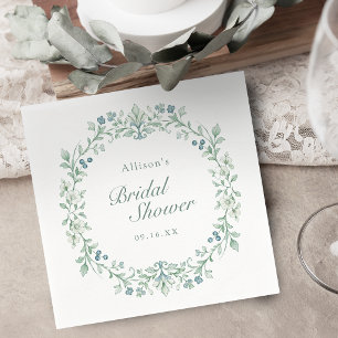 Sage Green Vintage Botanical Floral Bridal Shower Napkin