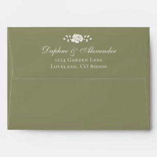 Sage Green Vintage Botanical Wedding Envelope