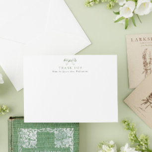Sage Green Vintage Bow Future Mrs Bridal Shower Thank You Card