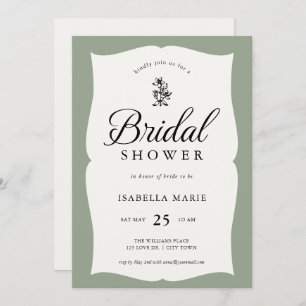 Sage Green Vintage Classic Bridal Shower Invitation