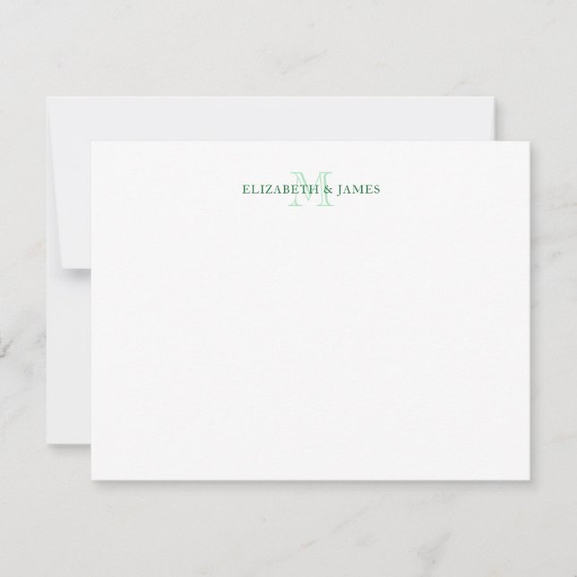 Sage Green Vintage Couple Monogram Personalized Card (Front)
