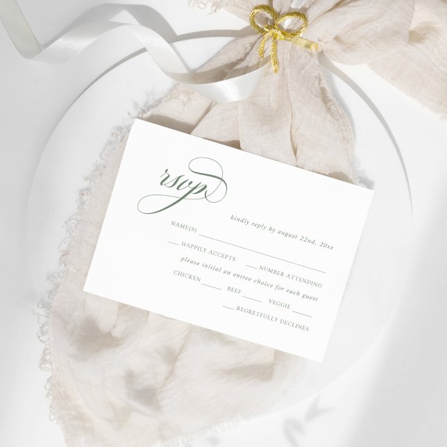 Sage Green Vintage Crest RSVP Enclosure Card (Creator Uploaded)