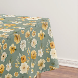 Sage Green Vintage Floral Baby Shower Tablecloth