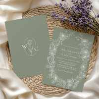 Sage Green Vintage Floral Botanical Wedding