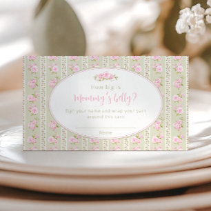 Sage Green Vintage Floral Mommy’s Belly Game Card