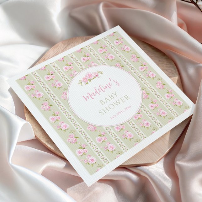 Sage Green Vintage Floral Napkin (Creator Uploaded)