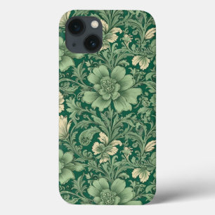 Sage Green Vintage Floral Pattern  iPhone 13 Case