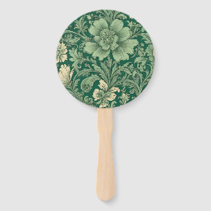 Sage Green Vintage Floral Pattern Hand Fan