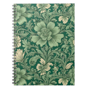 Sage Green Vintage Floral Pattern Notebook