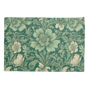 Sage Green Vintage Floral Pattern  Pillowcase