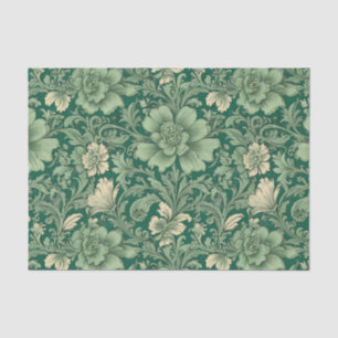 Sage Green Vintage Floral Pattern  Tissue Paper