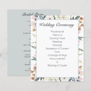 Sage Green Vintage Floral Wedding Program