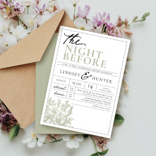 Sage Green Vintage Floral Wedding Rehearsal Dinner Invitation